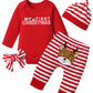 Von Kilizo Baby Girl Christmas Outfit Baby Girl Long Sleeve Rompers Striped Pant Sets My First Christmas Baby Girl Outfit Infant