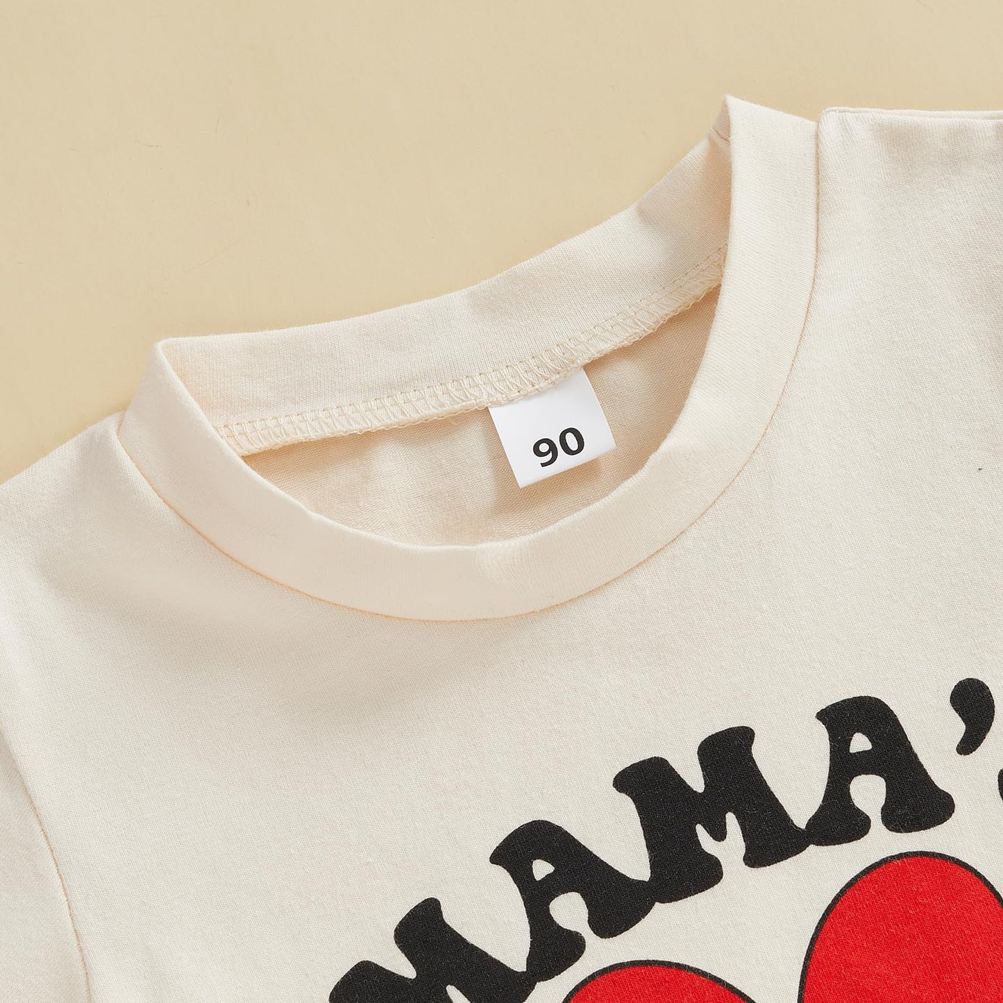 Kids Toddler Baby Boys Girls Valentine'S Day T-Shirt Mama'S Valentine Love Heart Short Sleeve Top (Beige, 3-4 Years)