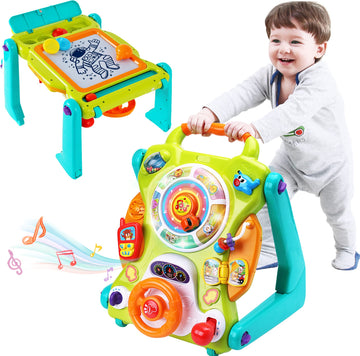 iPlay, iLearn 3 in 1 Baby Walker Sit to Stand Toys, Kids Activity Center, Toddlers Musical Fun Table, Lights and Sounds, Learnin