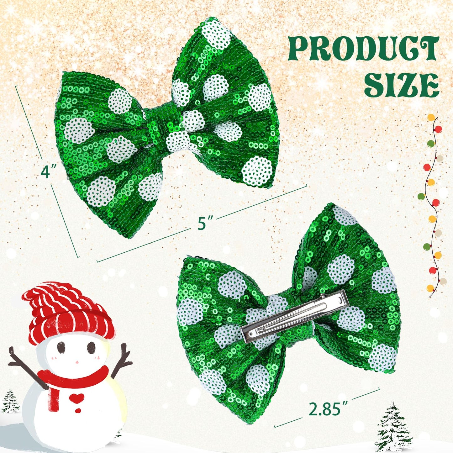 Lanmerry Hair Clip - St. Patrick'S Day Sequins Bow, Green Dot, Alligator, For Girls Costume Hair Accessories, 1 Count