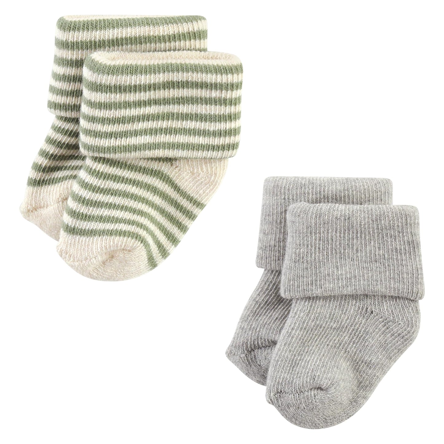 Hudson Baby Unisex Baby Cotton Rich Newborn And Terry Socks, Blue Sage Stripe, 0-6 Months