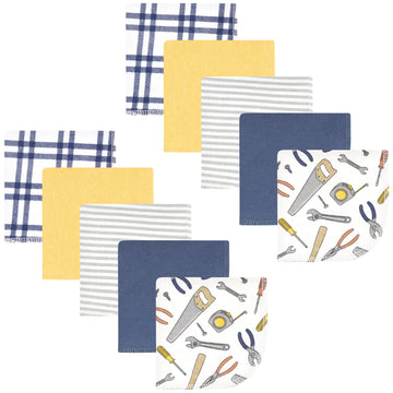 Hudson Baby Unisex Baby Flannel Washcloths, Construction Work 10Pk, One Size