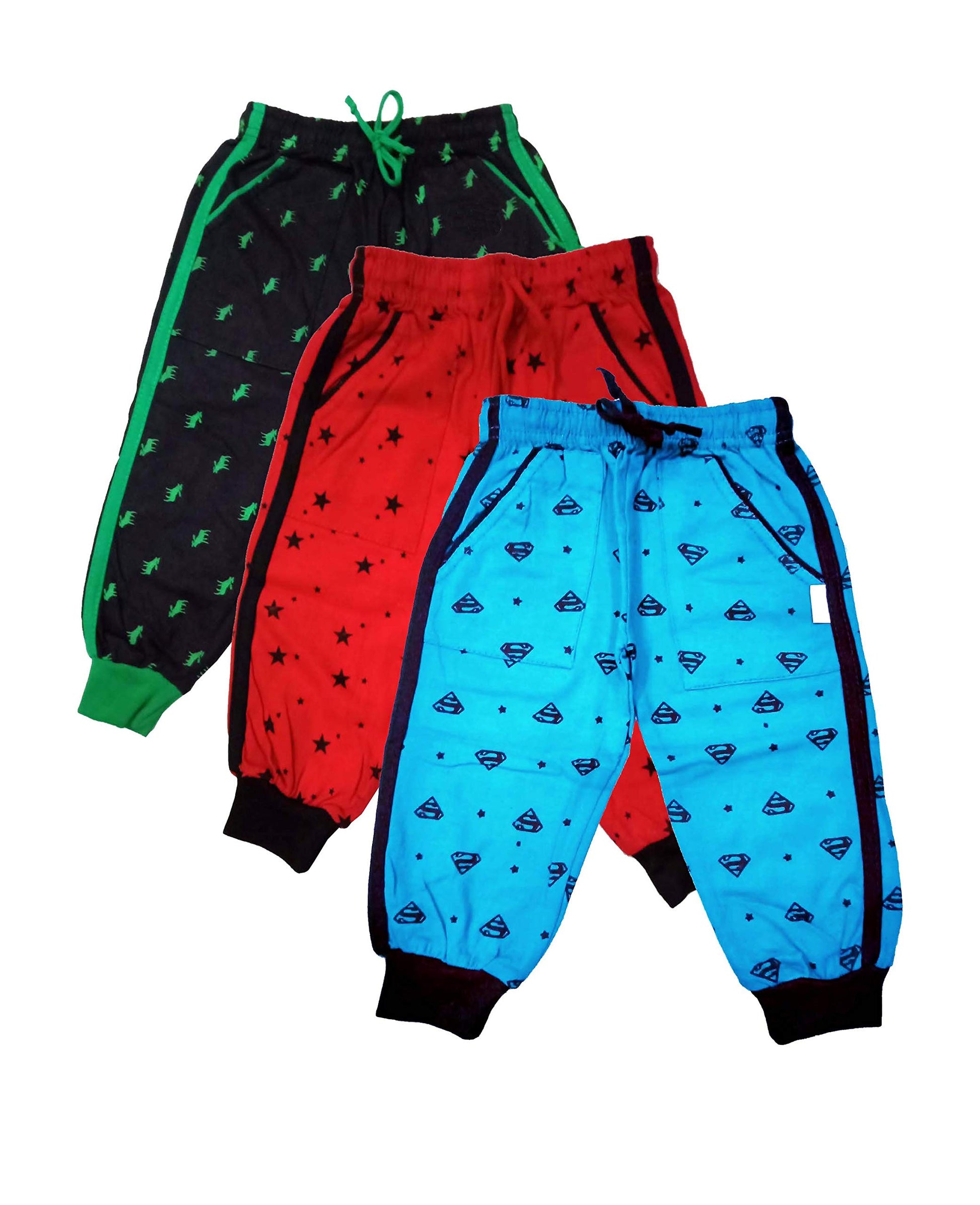LOVO Girls and Boys Cotton Printed Payjama Lowers (Multicolor, 23 Years) Set of 3