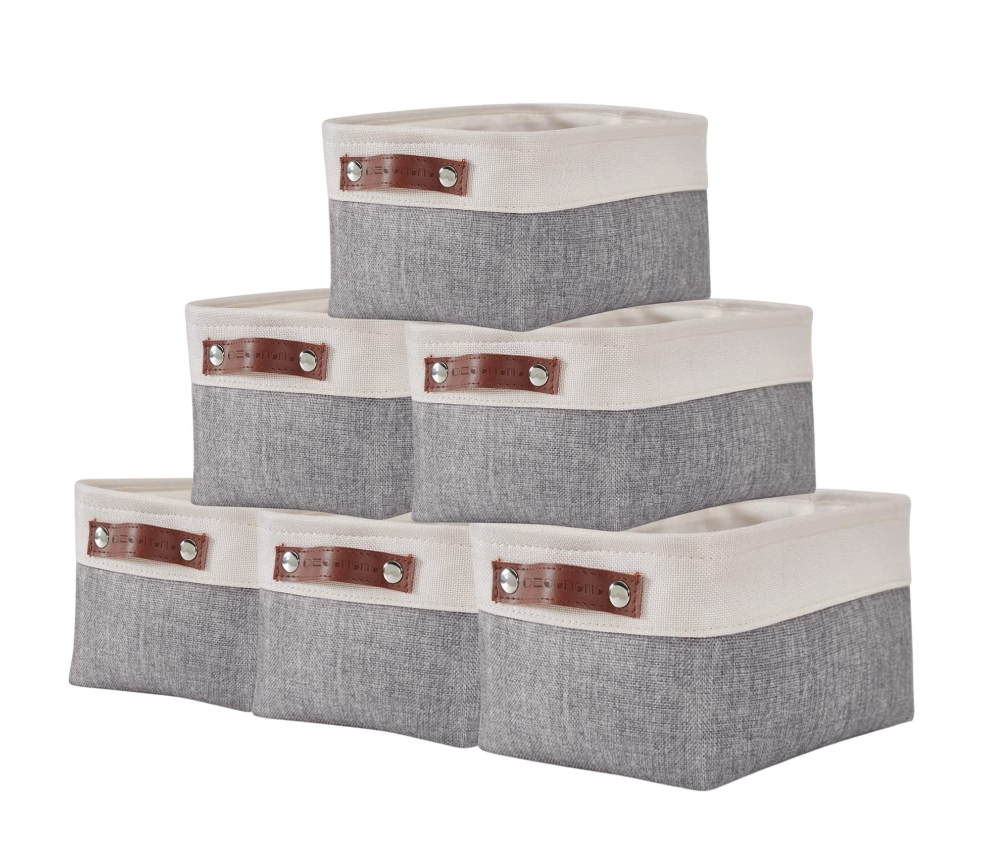 Decomomo Small Baskets | Storage Baskets For Organizing Shelves Linen Closet Bathroom Baby Cloth Nursery Fabric Bulk Decorative