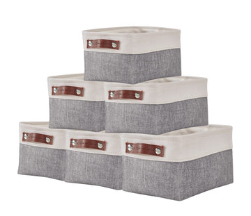 Decomomo Small Baskets | Storage Baskets For Organizing Shelves Linen Closet Bathroom Baby Cloth Nursery Fabric Bulk Decorative