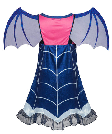 Mssmile Little Girls Cartoon Costume Little Girl Blue Skirt Set Hair Band+Wing Halloween Cosplay Outfit (Blue, 110Cm/4-5Y)