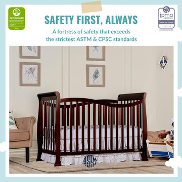 Dream On Me Violet 7-In-1 Convertible Life Style Crib In Espresso, Greenguard Gold Certified, 4 Mattress Height Settings, Made O