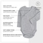 Baby Side Snap Bodysuit Set, Long Sleeve Cotton Boy Girl Kimono Onesie, 4 Pack, Gray, 0-3 Months
