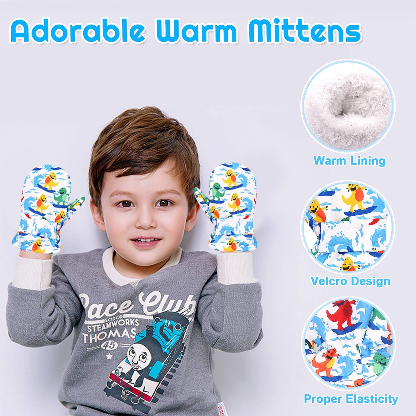 Bavst Toddler Waterproof Mittens Fleece Lined Baby Boys Girls Winter Warm Glove Kids Snow Infant Ski Mitten For 3M-5T (Snowmen,