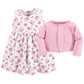 Luvable Friends Baby Girls And Cardigan Casual Dress, Pink Floral, 3T Us