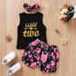 2Nd Birthday Outfit Girl 2 Year Old Girl Birthday Clothes Baby Girl Wild Two Shorts Set (2T,Black-Wild Two)