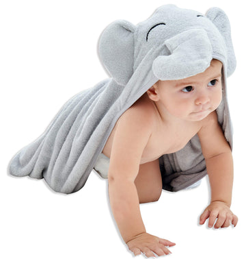 Hiphop Panda Bamboo Hooded Baby Towel - Soft Hooded Bath Towel For Babie, Toddler,Infant, For Boy And Girl - (Grey Elephant, 30