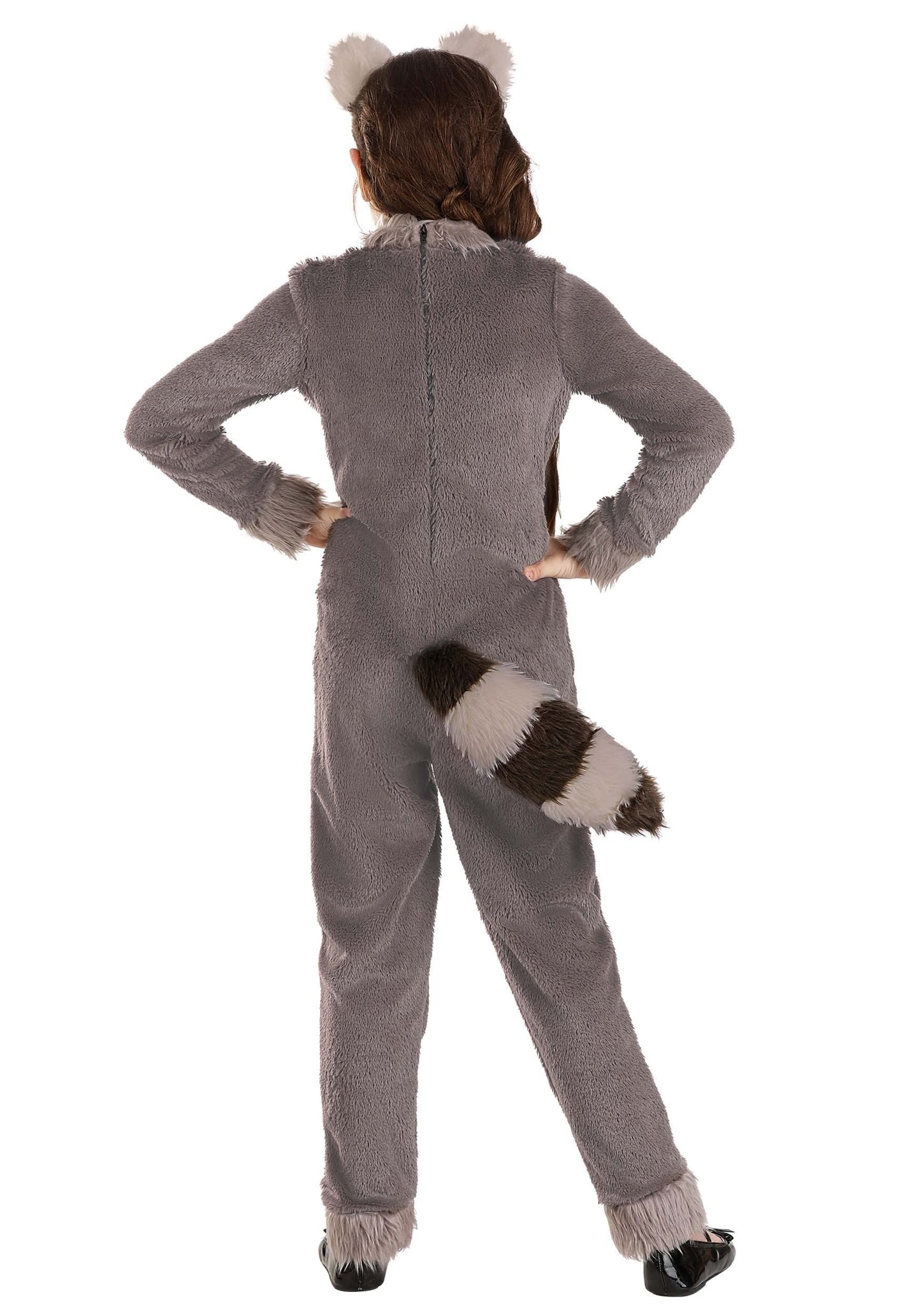 Girl'S Raccoon Costume With Headband - Kid'S Raccoon Jumpsuit - Child Woodland Critter Animal Halloween Costume L