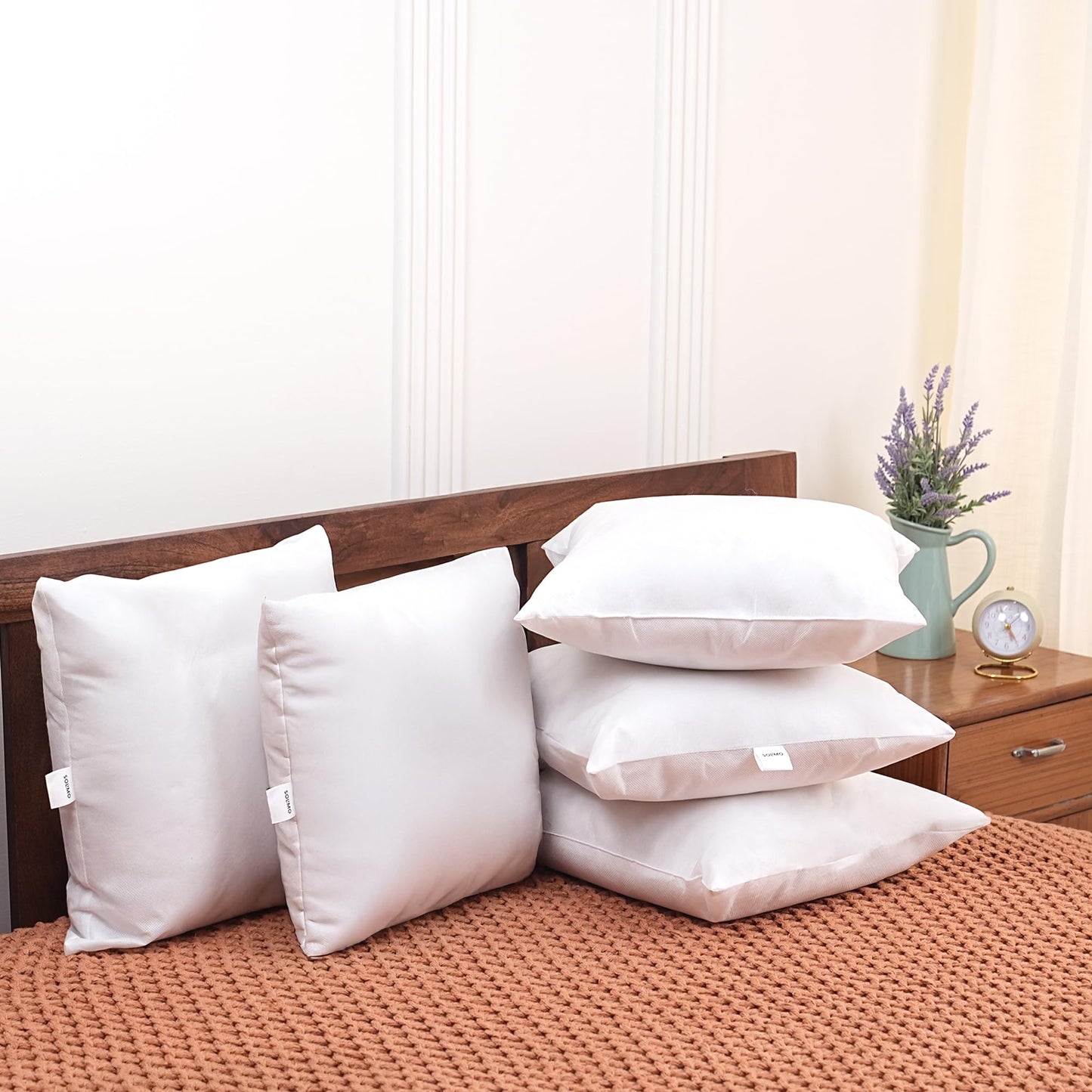 Amazon Brand  Solimo Cushion, 40.6 X 40.6 Cm, White, 5 Pieces, Microfibre