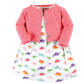 Hudson Baby Baby Cotton Dress And Cardigan Set, Girl Dinosaurs, 12-18 Months