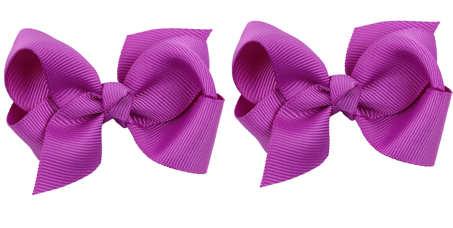 Zoonai 3 Inch Baby Girl Hair Bows Boutique Hair Clip Teens Toddlers Hairpin Headwear - Set Of 2 (Purple)