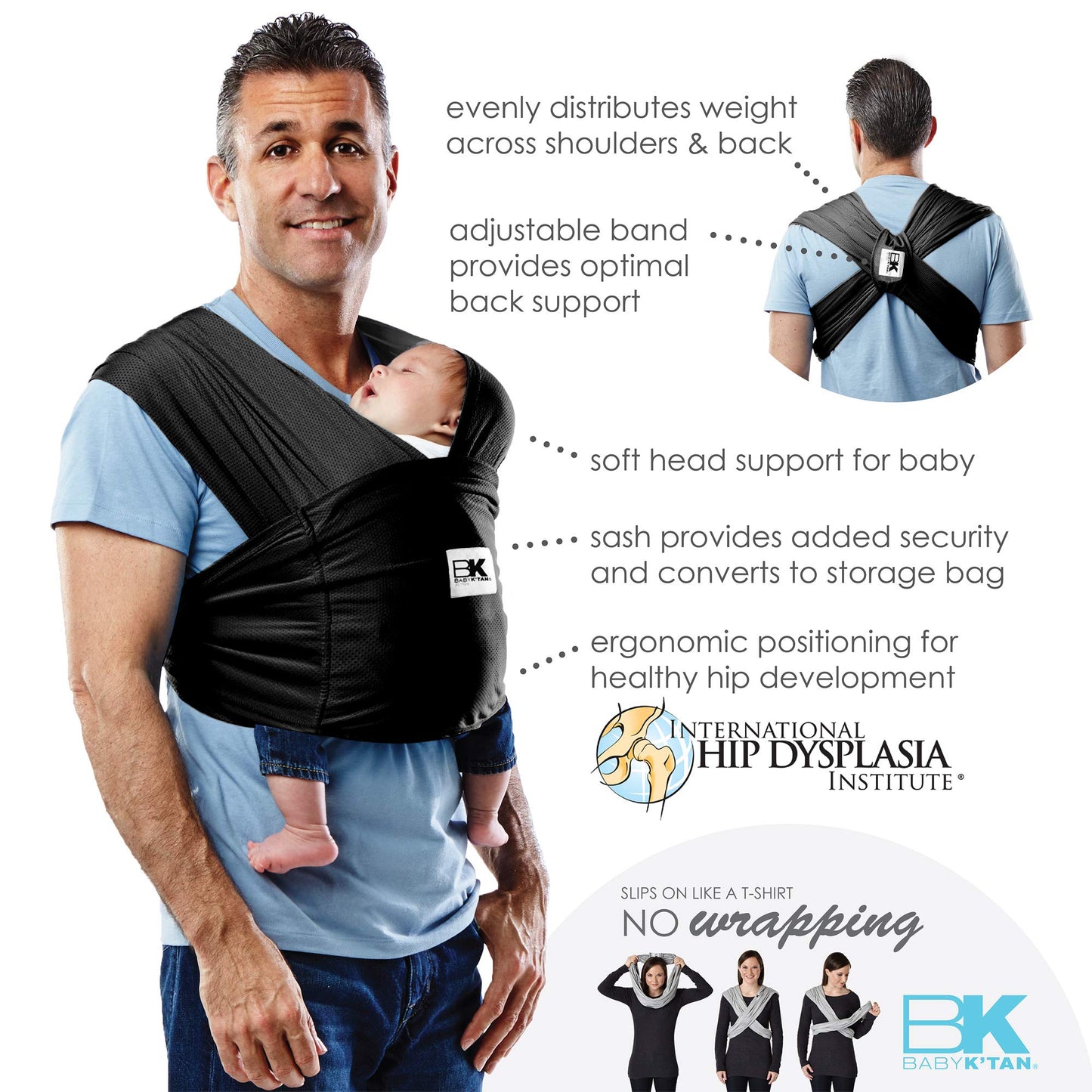 Breeze Baby Ktan Baby Carrier, #1 Easy Pre-Wrapped Baby Sling Gift | Breathable 100% Cotton Mesh | Hands Free Wrap for Infants