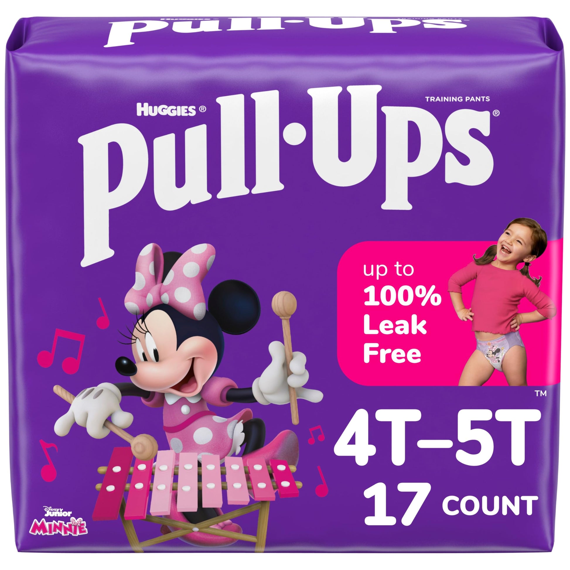 Pull-Ups Girls' Potty Training Pants, Size 4T-5T Training Underwear (38-50 Lbs), 17 Count