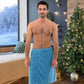 Towelselections Mens Shower Wrap Adjustable Cotton Terry Velour Wrap Gym Body Cover Up Small/Medium Navy