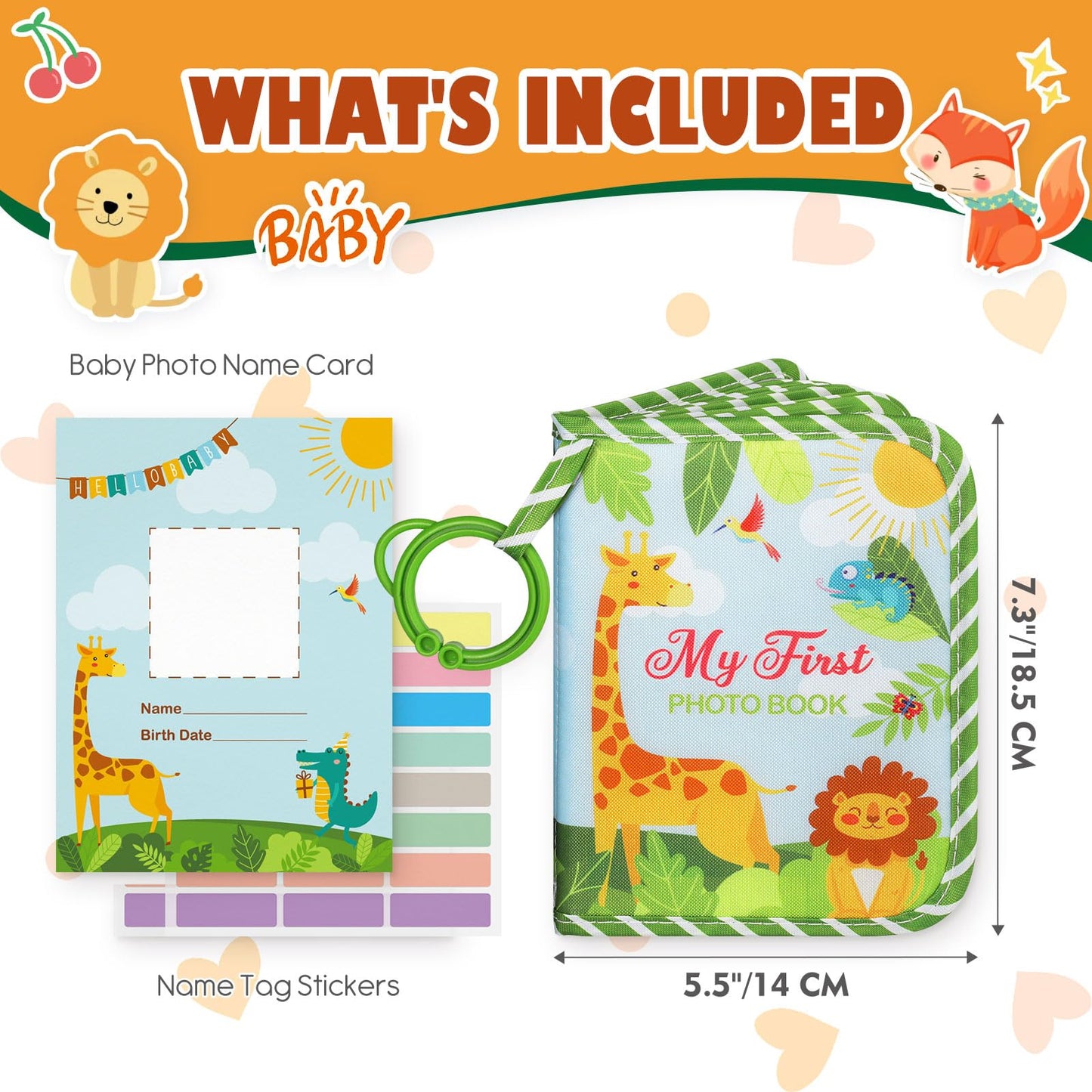 Lanpn Baby Photo Album Holds 17 4X6 Pictures, My First Soft Cloth Family Photo Book With Name Card Name Tag Stickers, Fabric Kid