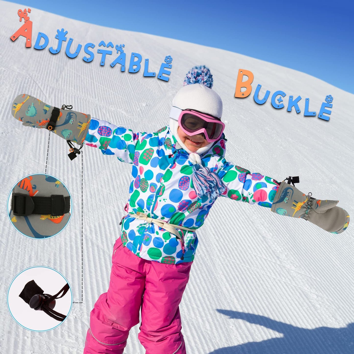 Bavst Winter Kids Waterproof Gloves For Boys Girls Snow Ski Toddler Baby Mittens Outdoor For Infant Teens 1-5T