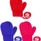 SATINIOR 3 Pairs Toddler Magic Stretch Mittens Full Finger Knit Gloves Winter Warm Mittens (Rose Red, Red, Blue)