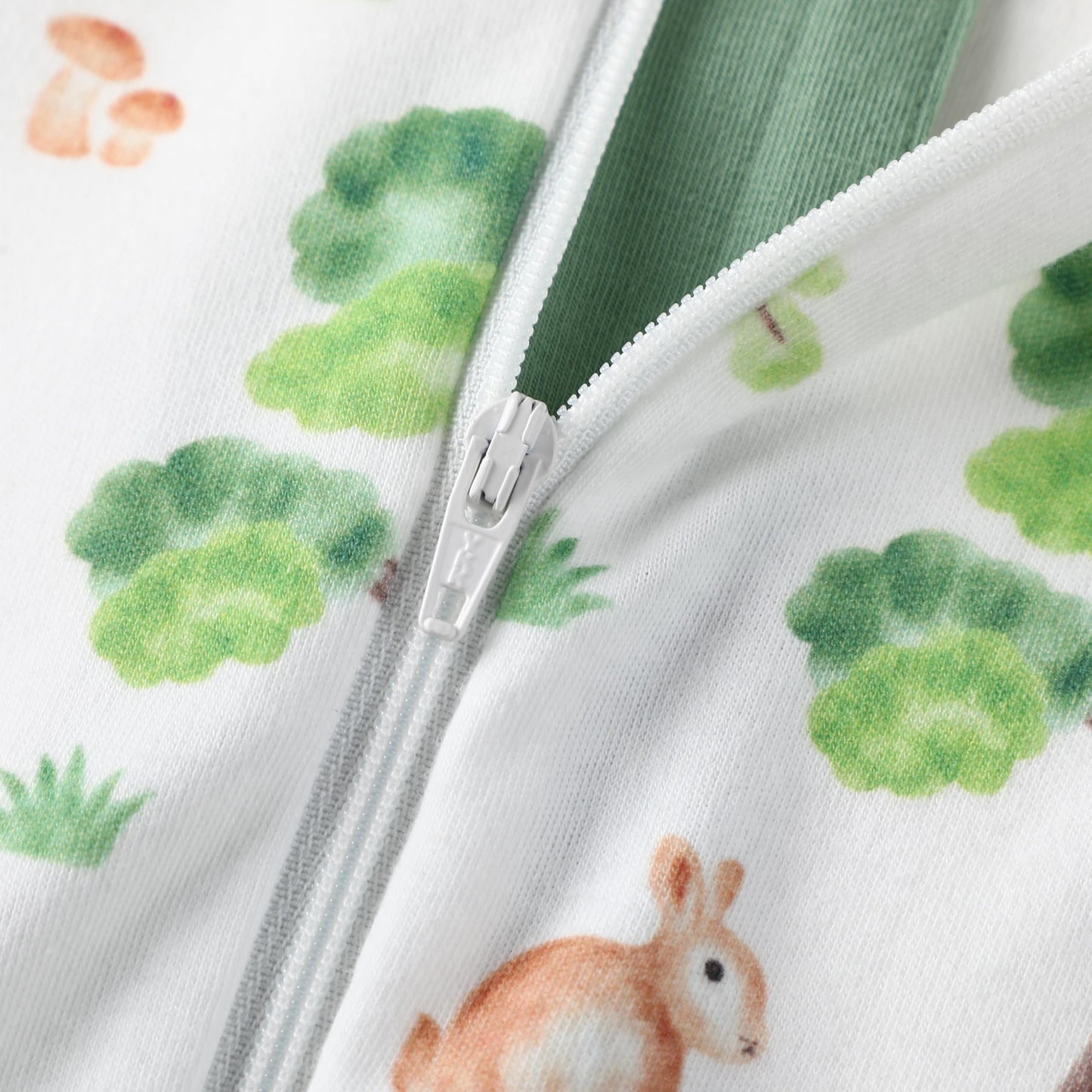 Owlivia Organic Cotton Baby Boy Girl Zip Up Sleep N Play, Footless, Long Sleeve(12-18 Months, Forest Deer)