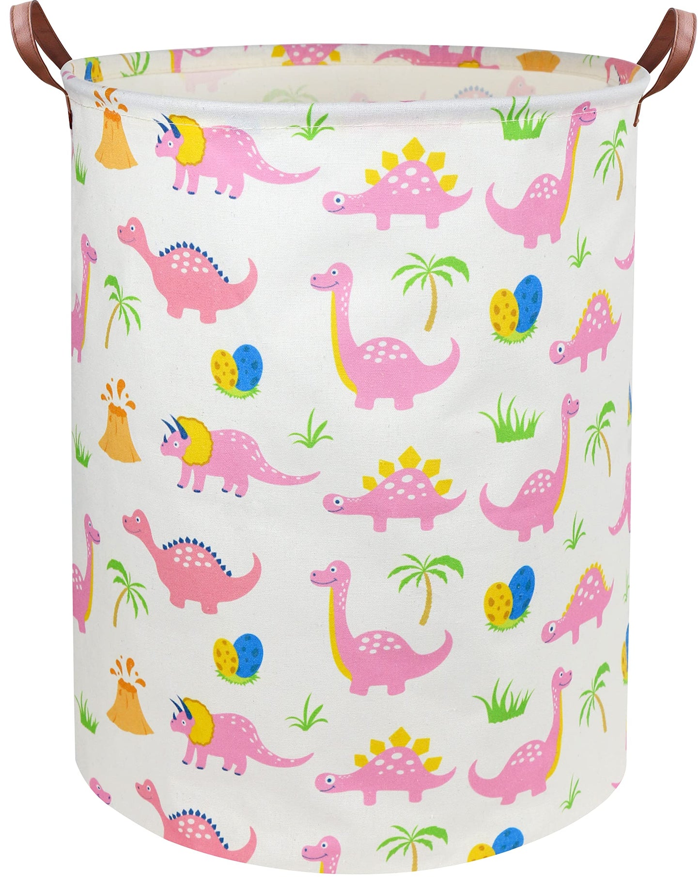 DDBASKET Dinosaur Pink Laundry Hamper Kids Hamper Baby Laundry Basket Cute Toy Storage Bin Boys Hamper and Girls Dinosaur Room D