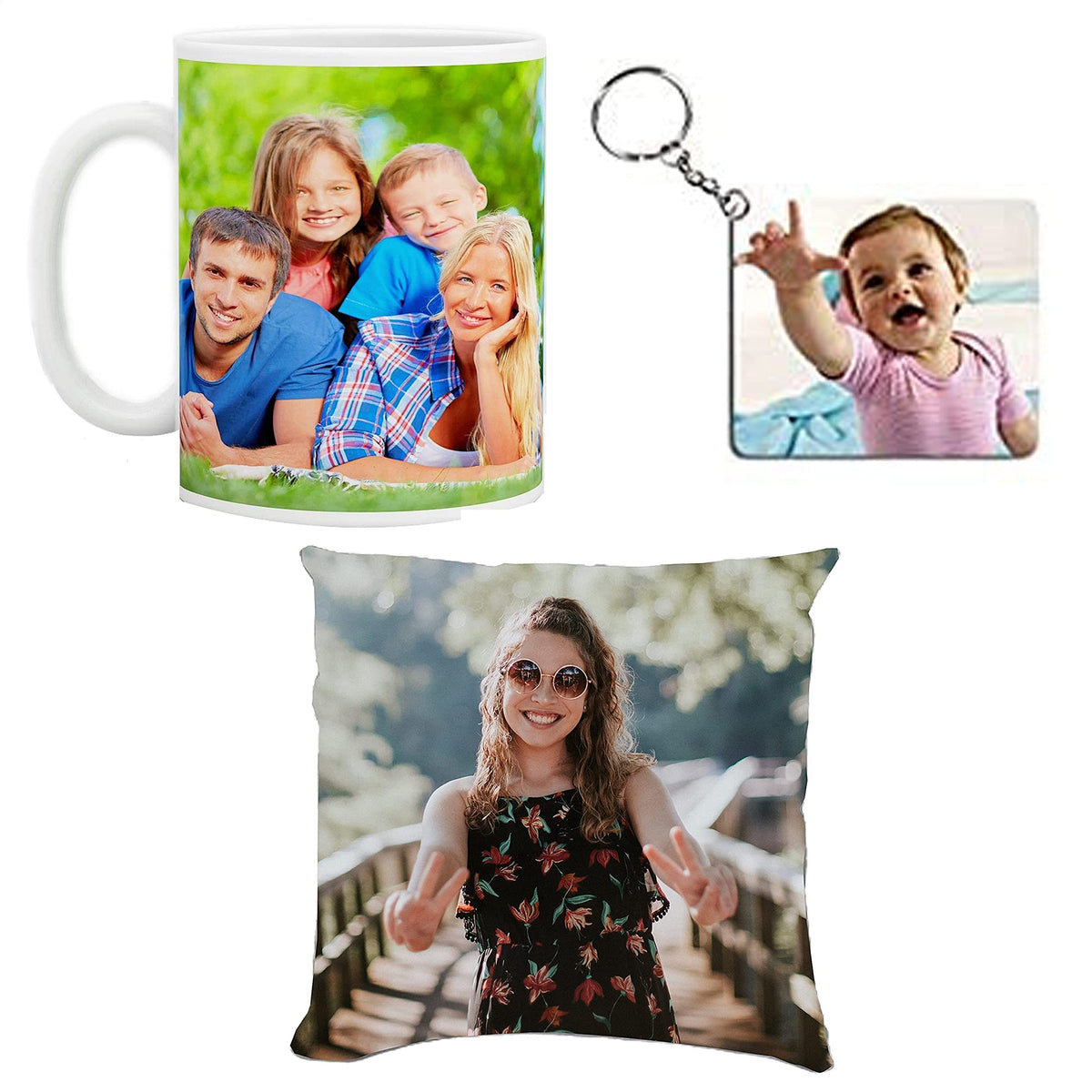 GiftoKing Customized Pillow, Mug, Keychain Combo, Rakhi Gift, Personalized Gift, for Couple Special, Birthday Gift for Girls, Gi