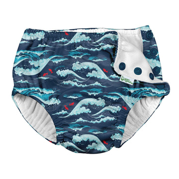 I Play Boys Reusable Absorbent Baby Swim Diapers Navy Tidal Waves 6 Months