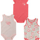 Calvin Klein Girls' 3 Pieces Pack Bodysuits, Coral Reef/Oatmeal/Print, 18M