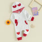 Lagkiyoj Newborn Baby Girl Boy Valentines Day Outfit Long Sleeve Hooded Jumpsuit Heart Romper Infant Spring Clothes (Gray Heart