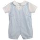 Petit Ami Baby Boys' Side Tab Pintuck Gingham Romper, 9 Months, Blue