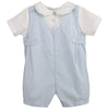 Petit Ami Baby Boys' Side Tab Pintuck Gingham Romper, 9 Months, Blue