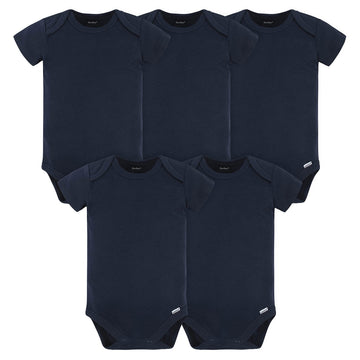 Gerber Baby 5 Pack Onesies Multi-Packs Bundle Interlock 180 Gsm, Navy, 3-6 Months