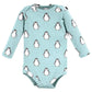 Hudson Baby Unisex Baby Cotton Long-Sleeve Bodysuits, Chill Out Penguin, 0-3 Months