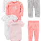 Simple Joys Baby Girls 6 piece Little Character set Sleepwear, Pink Bunny, 0-3 Months