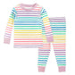 Honestbaby Multipack 2-Piece Pajamas Sleepwear Pjs 100% Organic Cotton For Infant Baby And Toddler Girls, Rainbow Stripe, 24 Mon