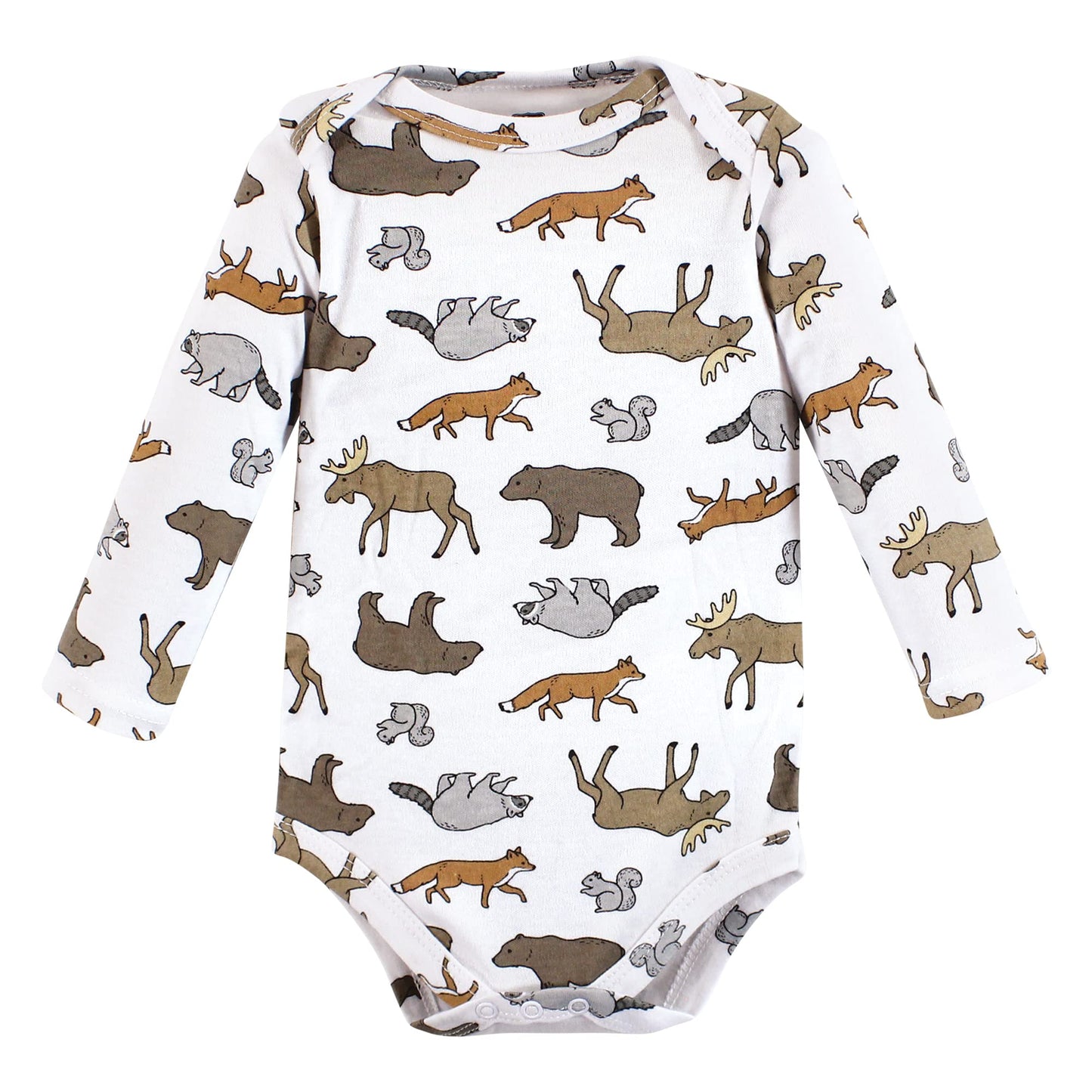 Hudson Baby Unisex Baby Cotton Long-Sleeve Bodysuits, Animal Adventure 3-Pack, 0-3 Months