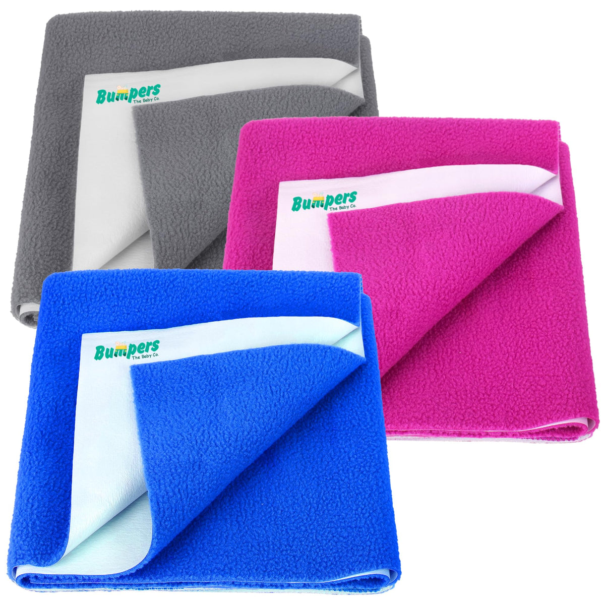 Bumpers AntiPiling Quick Dry & Absorbent Sheet Polycotton Baby Bed Protecting Waterproof Mat (Royal Blue, Rani Pink, Grey, Smal