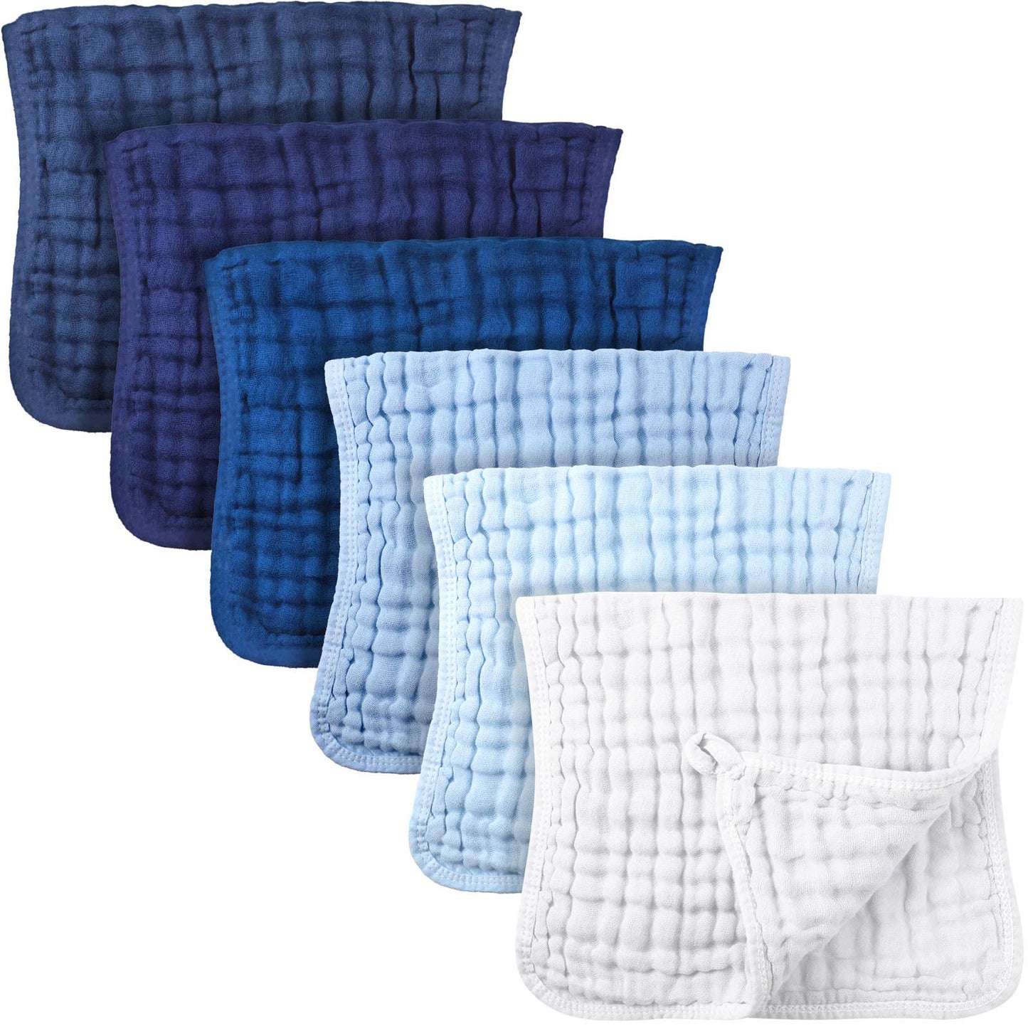 Irenare 6 Pieces Large 20 X 10 Inch Muslin Burp Cloths Multi-Colors Cotton Muslin Washcloths Baby Burping Cloth Diapers 6 Absorb