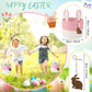 Silifine Easter Baskets Easter Bunny Basket With Name Tag Rabbit Ear Basket Rustic Woven Round Blanket Storage For Kid Candy Gif