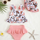 Infant Swimsuit Girl Baby Girl Bathing Suit 3-6 Months Pink Butterfly Swimwear Summer Beach Baby Bikini Tankini Hat Outfits Set