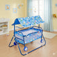 Avani Metrobuzz Small Baby Cradle With Wheels, Foldable Design With Canopy For For 06 Months Baby Boys And Girls (Medium_Blue)