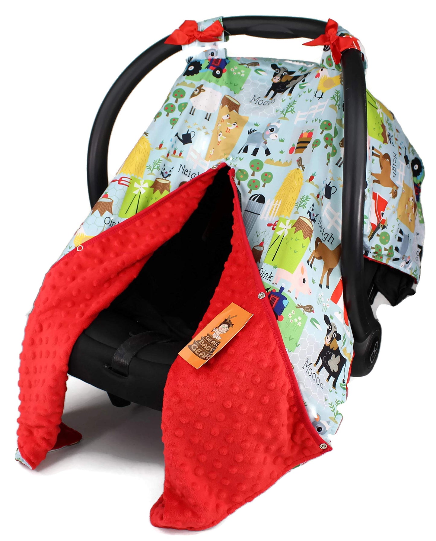 Dear Baby Gear Carseat Canopy with Snap Opening for Girls & Boys - Infant Car Chair Canopies - Nursing Covers -37x29 (Farm Life 