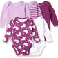 Hanes Baby Boys Ultimate Flexy 5 Pack Long Sleeve Bodysuits Bodystocking, Purple Fun, 6-12 Months Us