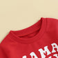Infant Baby Boy Valentine'S Day Outfit Mama Is My Valentines Clothes Print Shirts Crewneck Sweatshirt Jogger Pants (Red - Mama I