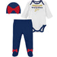 Nfl Houston Texans 3 Pack Bodysuit Footed Pant And Cap Registry Gift Set, Blue/White Houston Texans, 0-3M