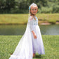 Aoiviss Girls Princess Costumes Snow Queen Princess Dresses Fancy Dress Up Clothes For Halloween Snow Party Cosplay, White