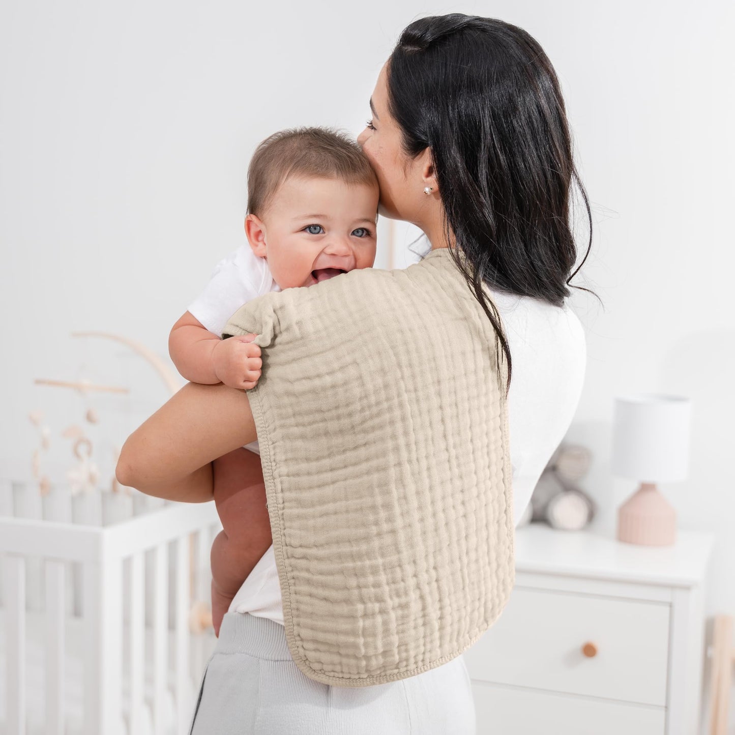 Comfy Cubs Muslin Burp Cloths 20' X 10', Pack Of 6 - Large, 6-Layer, Ultra Absorbent 100% Cotton For Baby Drool And Messes - S